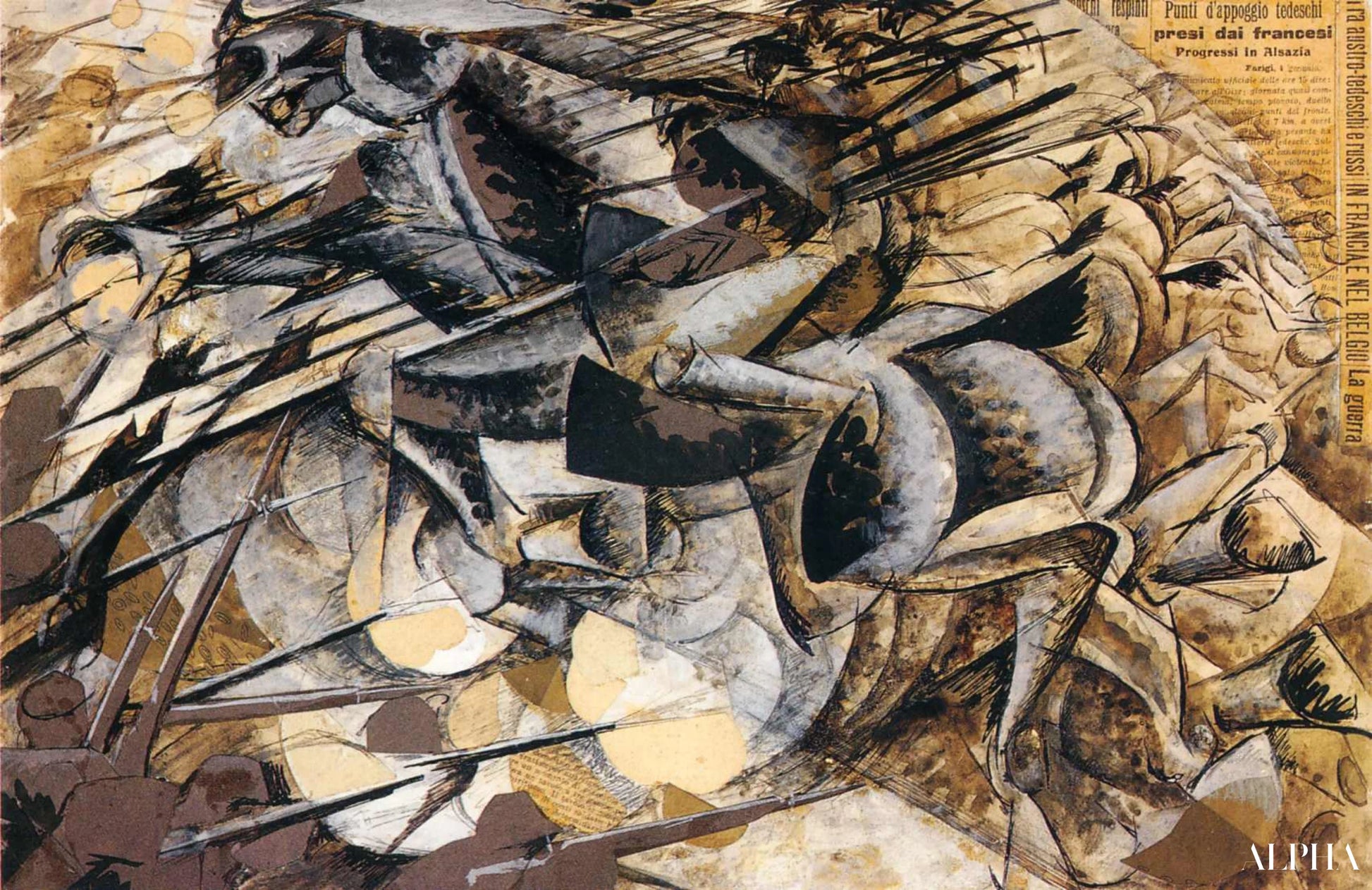 De charge van de lansiers - Umberto Boccioni - Reproducties van schilderijen en hoogwaardige schilderijen