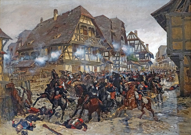 De lading van het 9e regiment cuirassiers in het dorp Morsbronn - Édouard Detaille