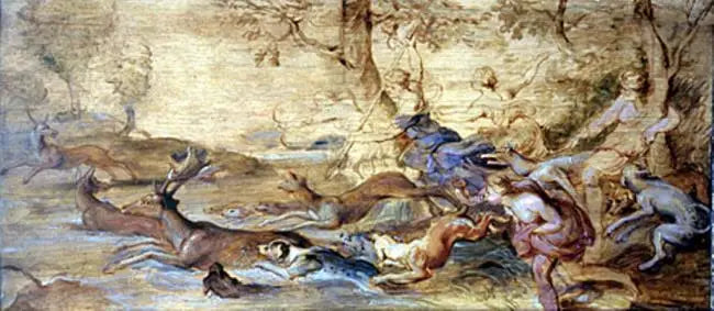 De jacht op Diana - Peter Paul Rubens