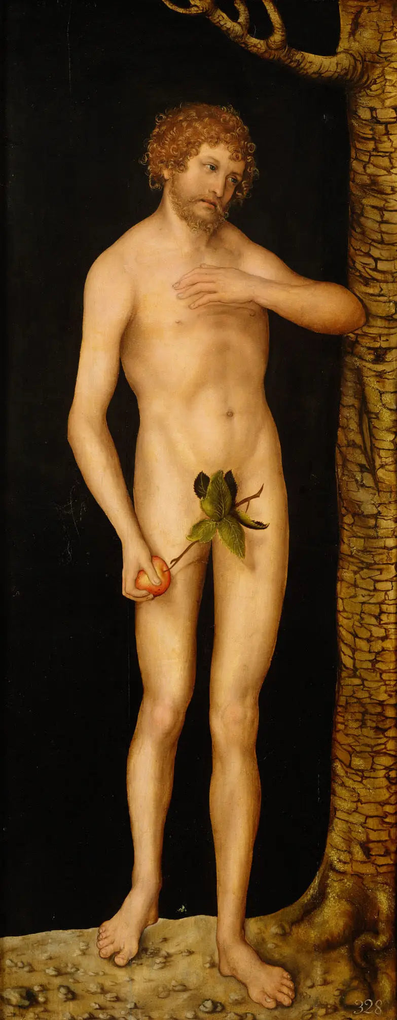 De val van de mens: Adam - Lucas Cranach de Oudere