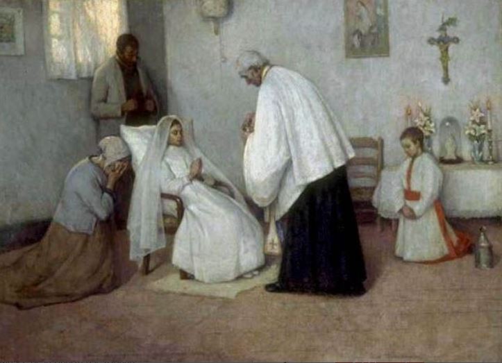 De Communie op het sterfbed - Henri Le Sidaner