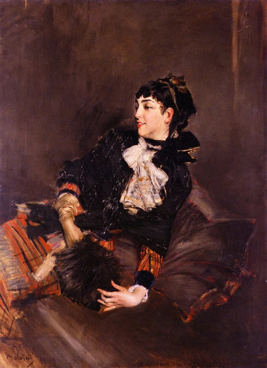 De gravin Gabrielle de Rasty op een bank - Giovanni Boldini