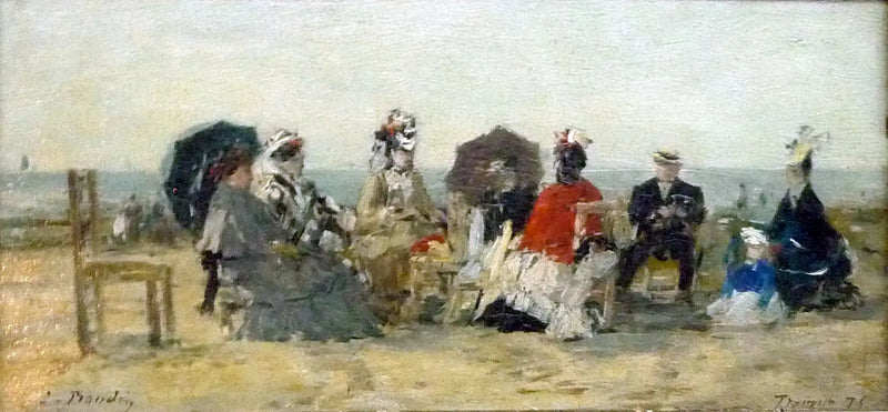 Het Gesprek op het Strand van Trouville - Eugène Boudin