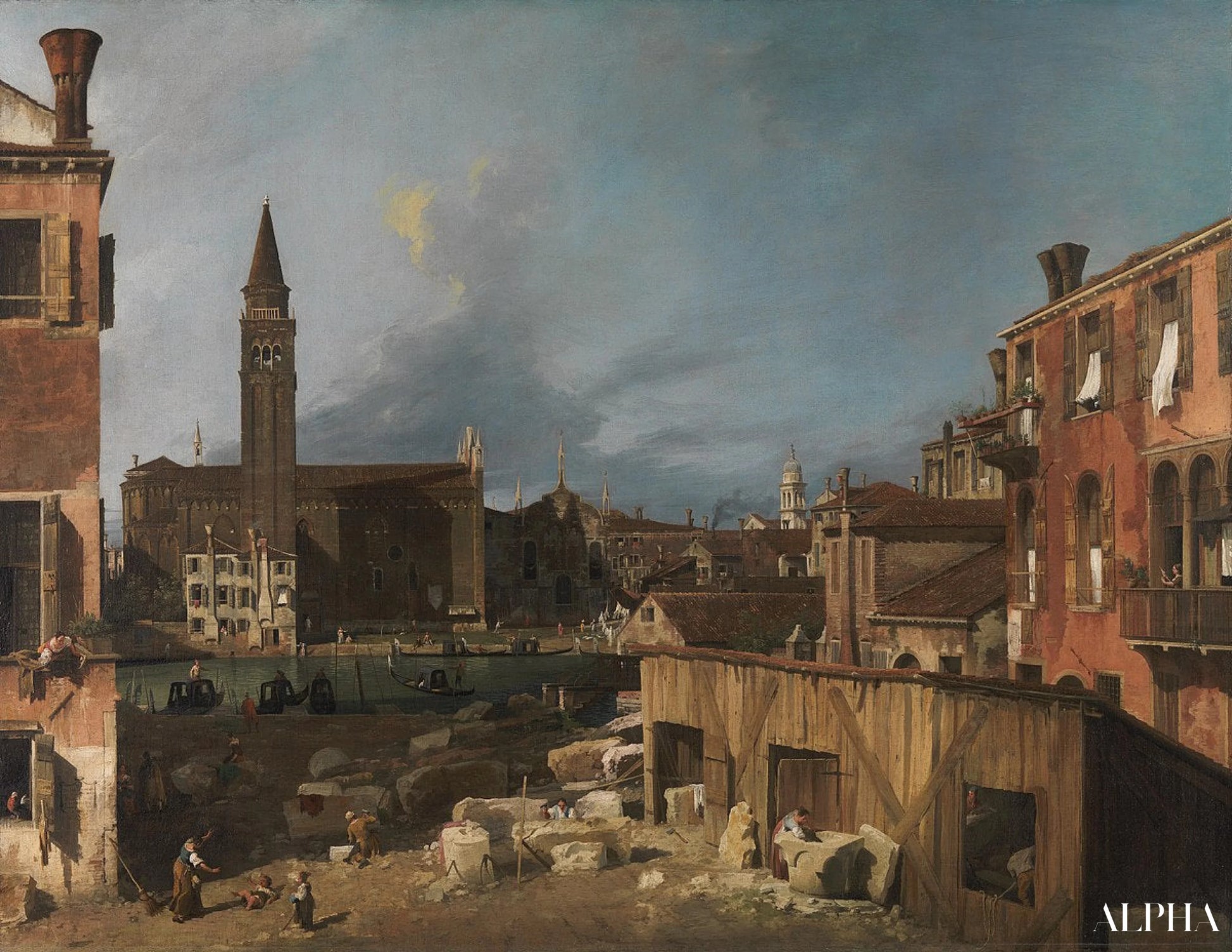 La Cour du tailleur de pierre - Giovanni Antonio Canal - Reproductions de tableaux et peintures haut de gamme