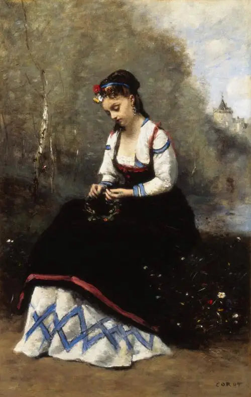 De bloemenkrans - Jean-Baptiste Camille Corot