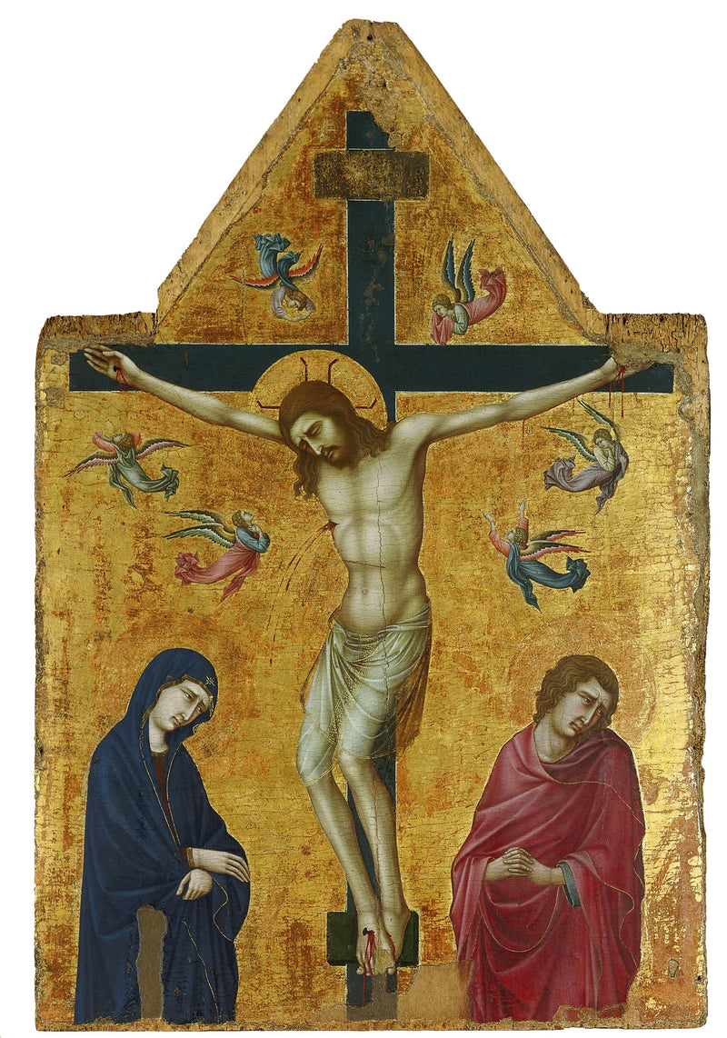 De Kruisiging met de Maagd, Sint Jan en de engelen - Ugolino di Nerio