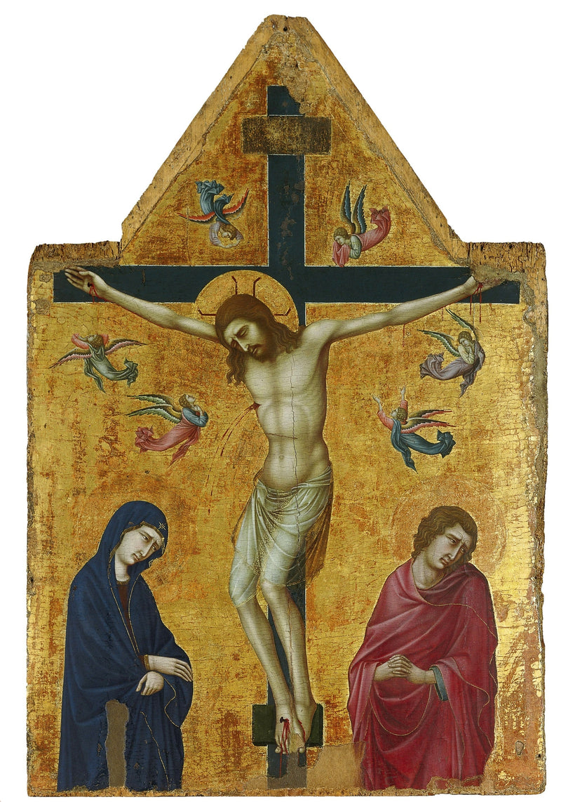 De Kruisiging met de Maagd, Sint Jan en de engelen - Ugolino di Nerio
