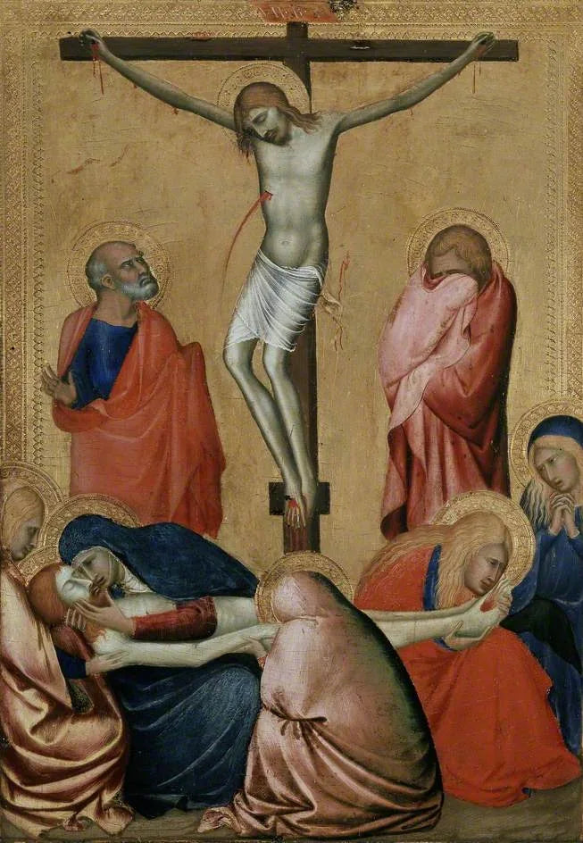 De Kruisiging en de Rouw - Barna da Siena