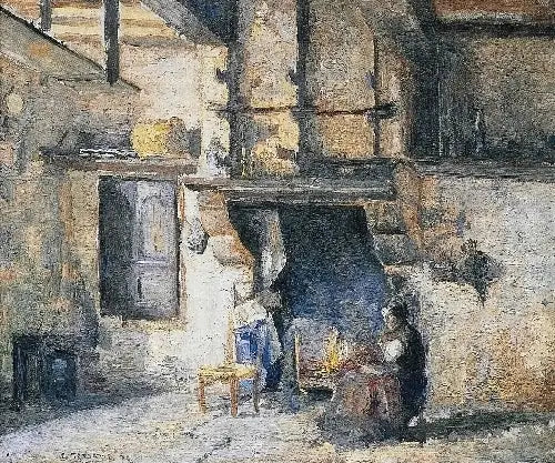 De keuken van het huis Piette, Montfoucault - Camille Pissarro