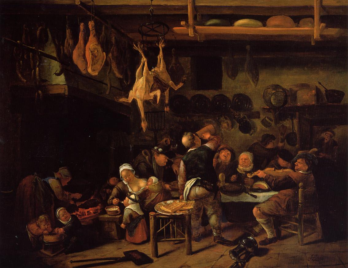 La cuisine grasse - Jan Steen image 1 reproduction artisanale de tableau
