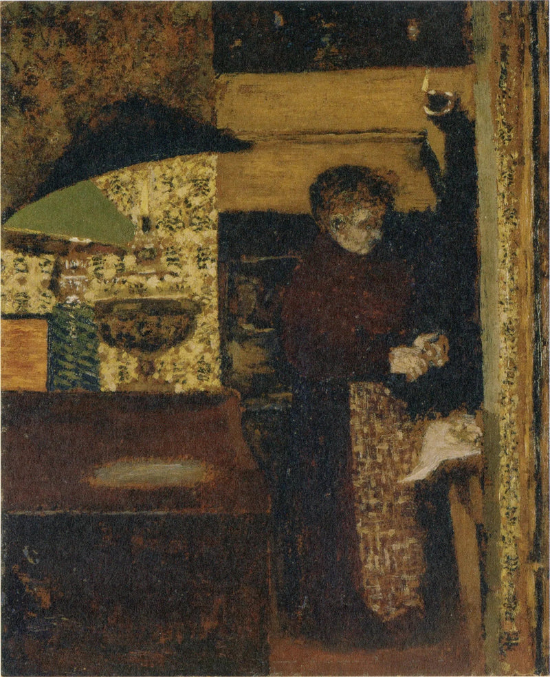 De kookplaat, mevrouw Vuillard schilpt aardappelen - Édouard Vuillard