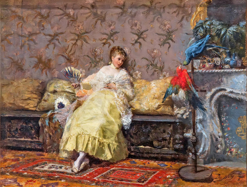 De dame met papegaaien - Giuseppe De Nittis