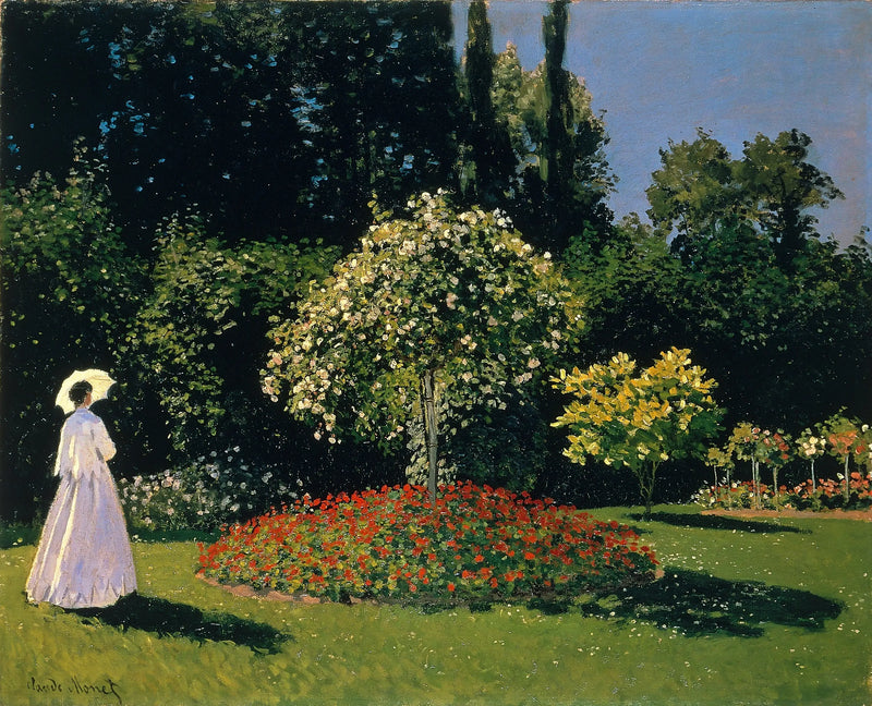 De Dame in het wit in de tuin - Claude Monet