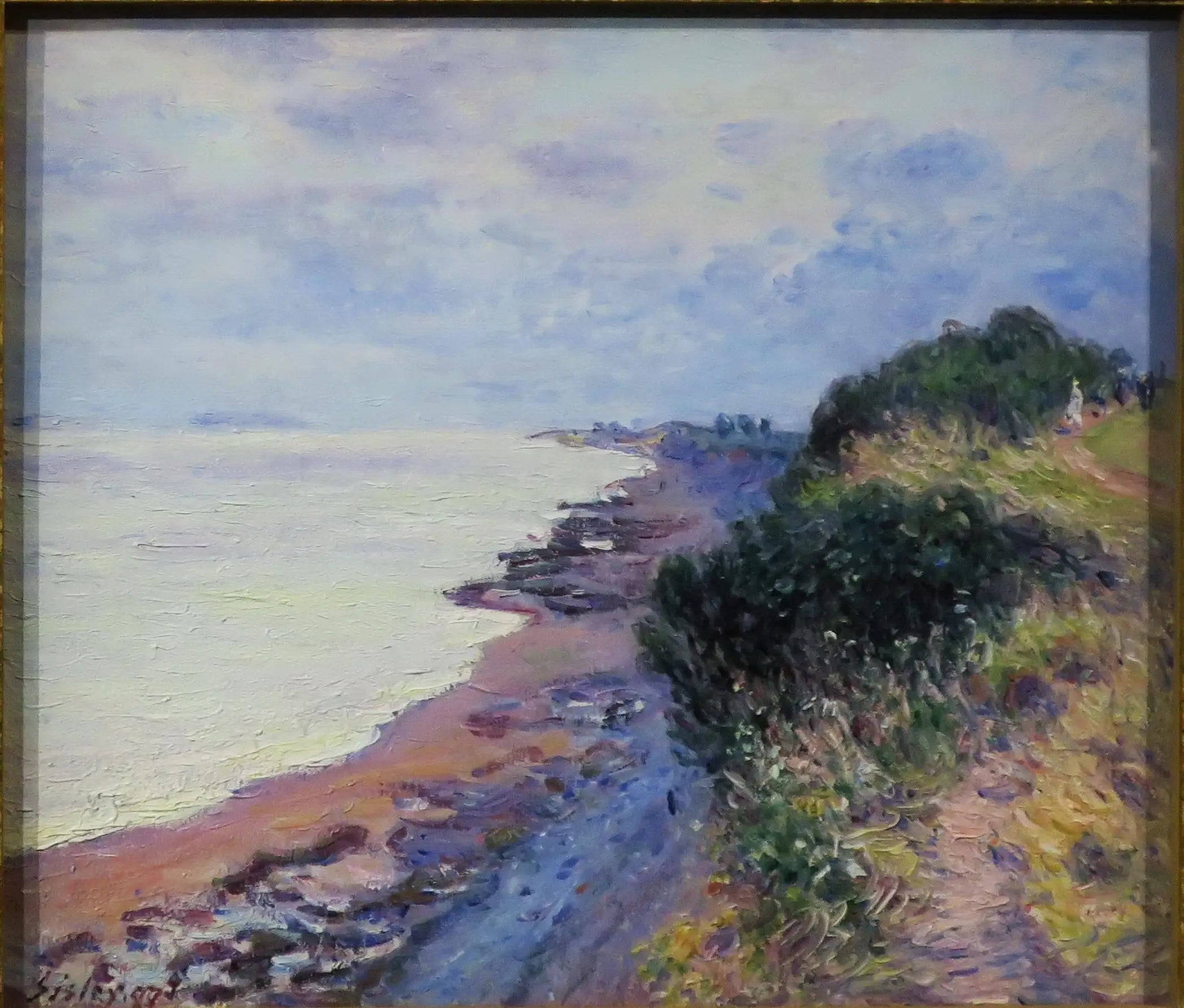 La falaise de Penarth, le soir, temps orageux - Alfred Sisley image 1 reproduction artisanale de tableau