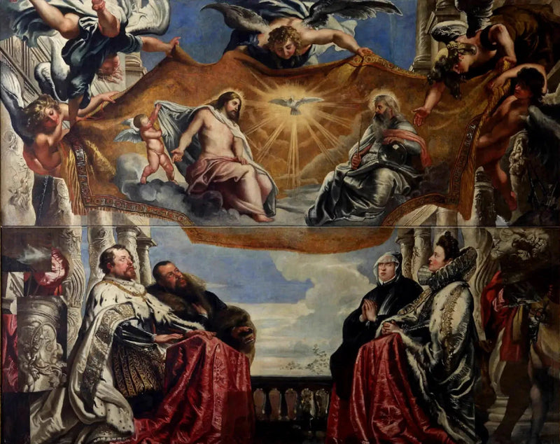 De Gonzaga-familie in aanbidding van de Heilige Drie-eenheid - Peter Paul Rubens