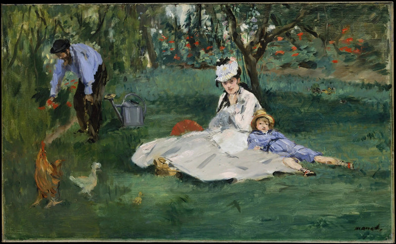 De familie Monet in hun tuin in Argenteuil - Édouard Manet