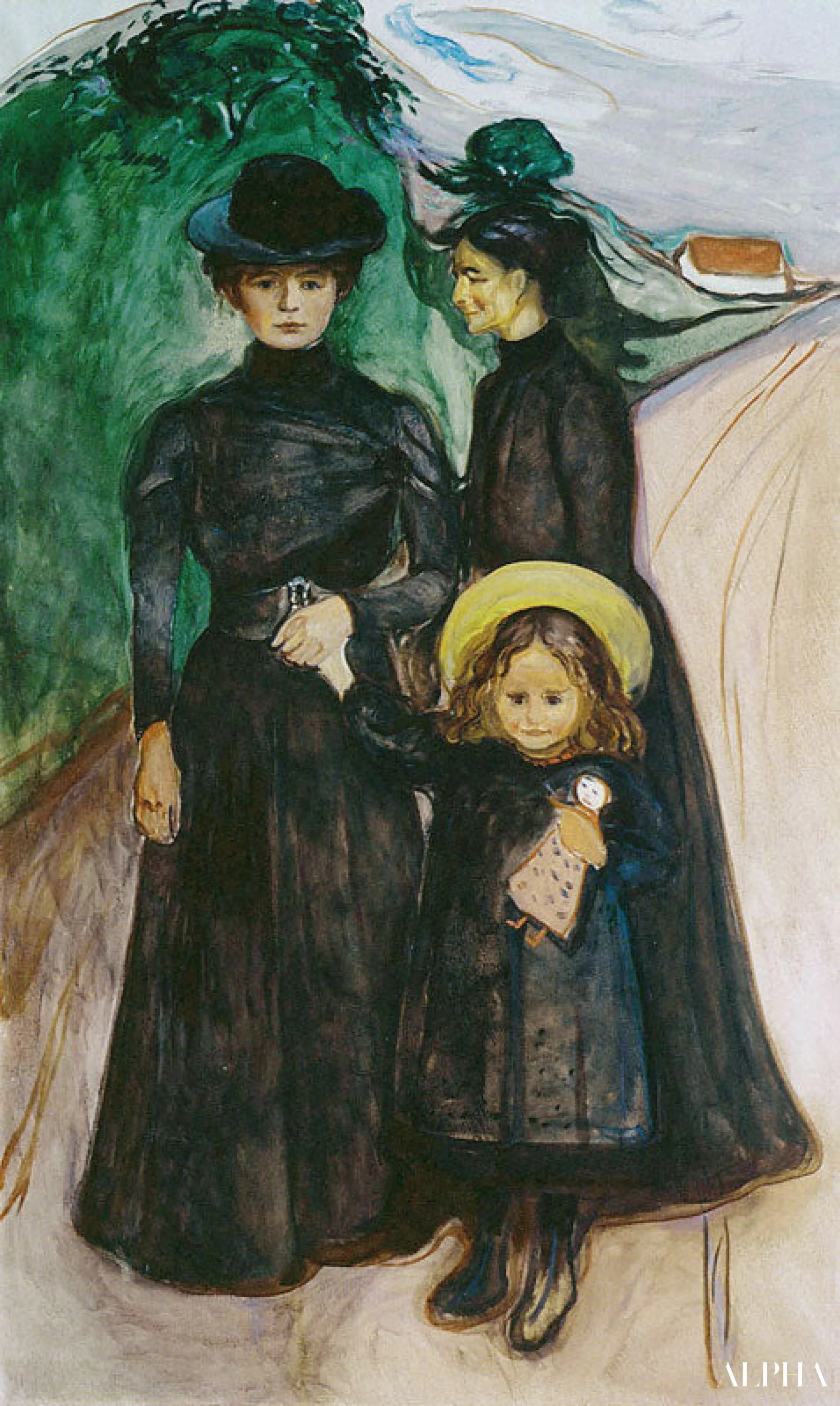 De familie op de weg - Edvard Munch - Reproducties van schilderijen en hoogwaardige schilderijen