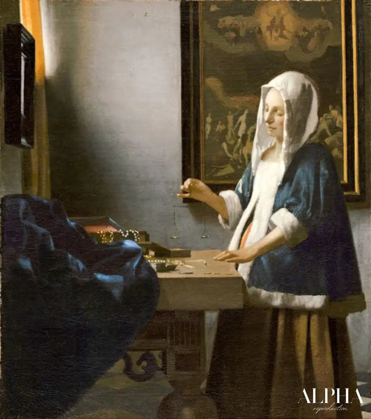 La Femme à la balance - Johannes Vermeer - Reproductions de tableaux et peintures haut de gamme