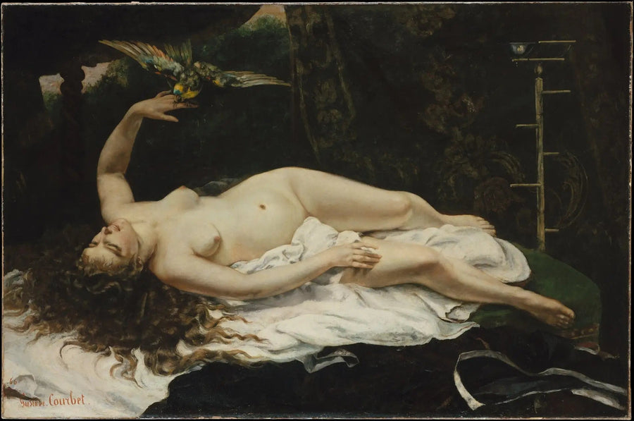 De Vrouw met Papegaai - Gustave Courbet