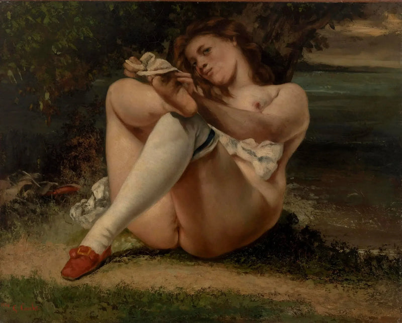 De vrouw met witte kousen - Gustave Courbet