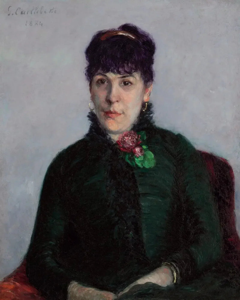 De vrouw met rozen - Gustave Caillebotte