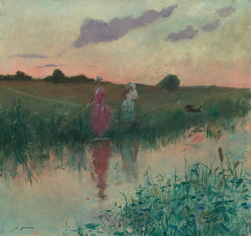 De vrouw van de kunstenaar aan het vissen - Jean-Louis Forain