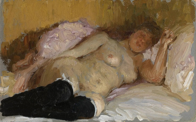 De vrouw van de kunstenaar Natalia Nordman slapend - Ilya Repin
