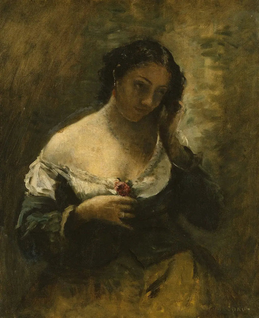 Het meisje met de roos - Jean-Baptiste Camille Corot