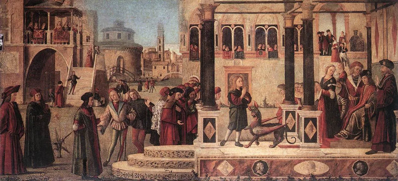 De dochter van keizer Gordian wordt uitgedreven door heilige Triphun - Vittore Carpaccio