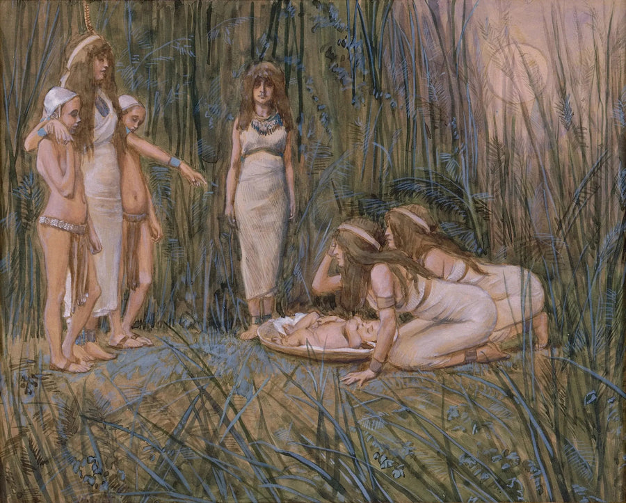 Het meisje van de farao ontvangt de moeder van Mozes - James Tissot

Source:
La fille du Pharaon reçoit la mère de Moïse - James Tissot