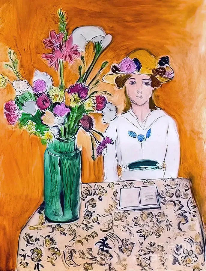 Het Meisje in het Wit en het Boeket - Henri Matisse