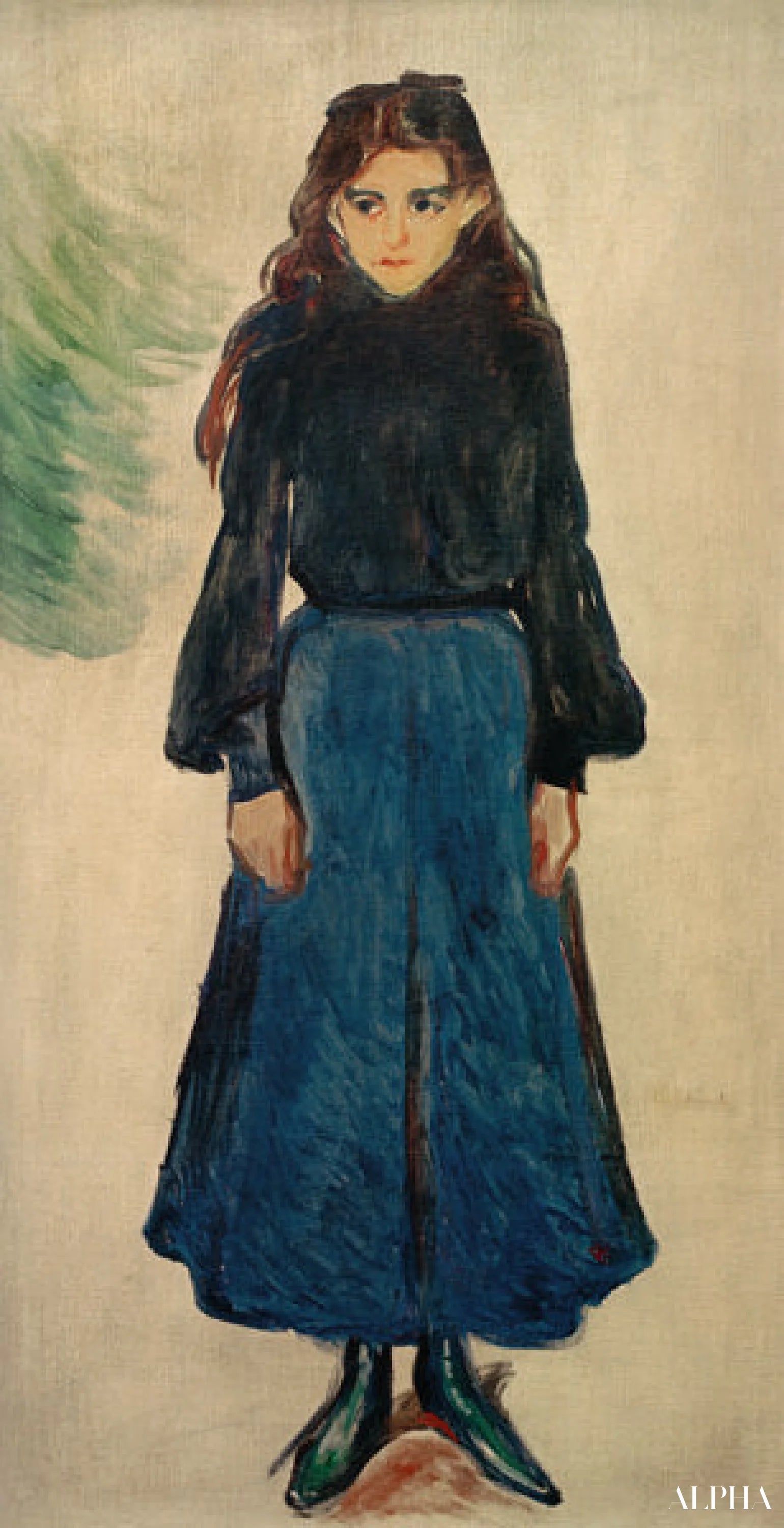 Het treurige meisje (Het blauwe meisje) - Edvard Munch - Reproducties van schilderijen en hoogwaardige schilderijen