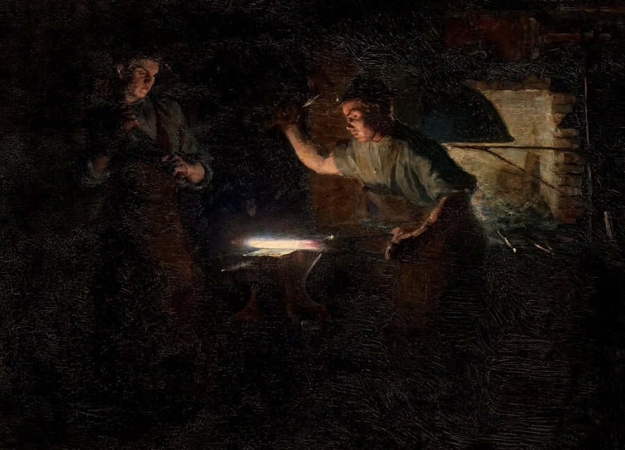 De smederij van Henning Jensen in Skagen Østerby. - Peder Severin Krøyer