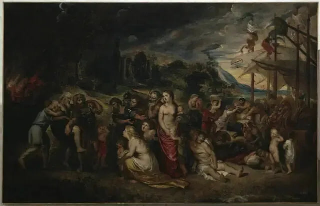 De Vlucht van Aeneas na de brand van Troje - Peter Paul Rubens