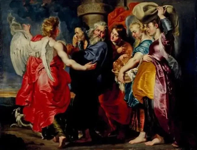 De vlucht van Lot en zijn familie uit Sodom (Genesis 19: 12-24), na 1615 - Peter Paul Rubens