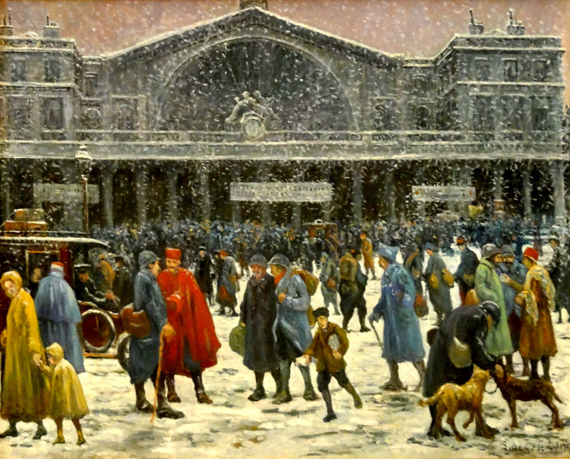 Het Est station onder de sneeuw - Maximilien Luce