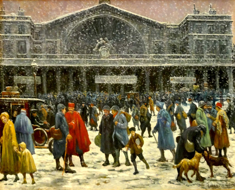 Het Est station onder de sneeuw - Maximilien Luce
