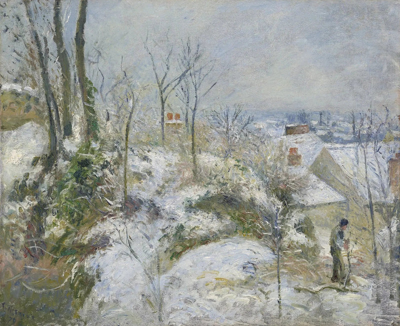 La Garenne, kust van Saint-Denis in Pontoise, sneeuweffect - Camille Pissarro