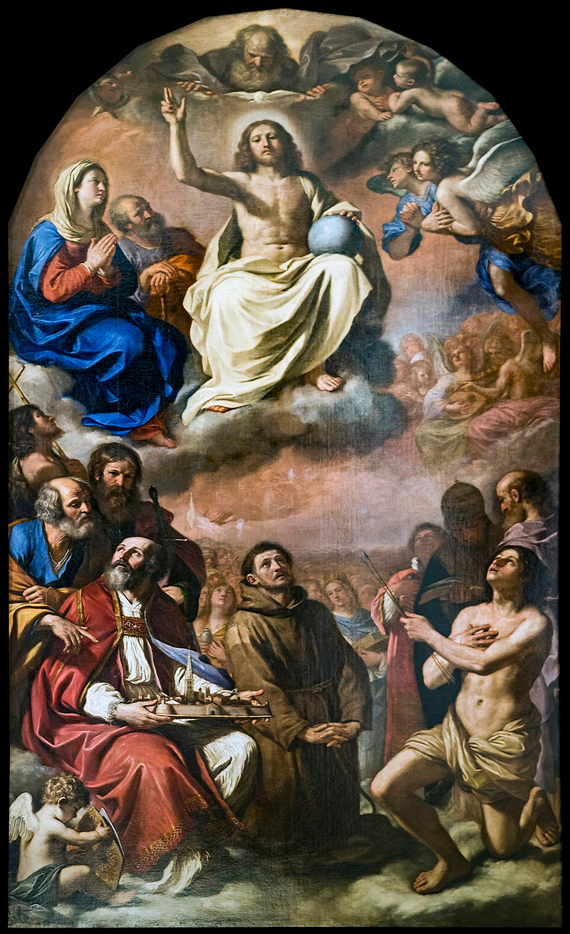 De Glorie van alle heiligen. De beschermheiligen van de stad Modena - Guercino