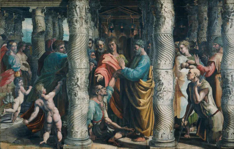 De genezing van de man met een houten been - Raphael Sanzio