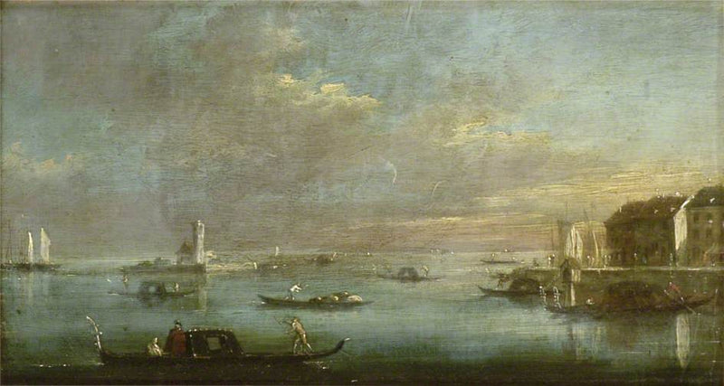 De lagune van Venetië bij zonsondergang - Francesco Guardi
