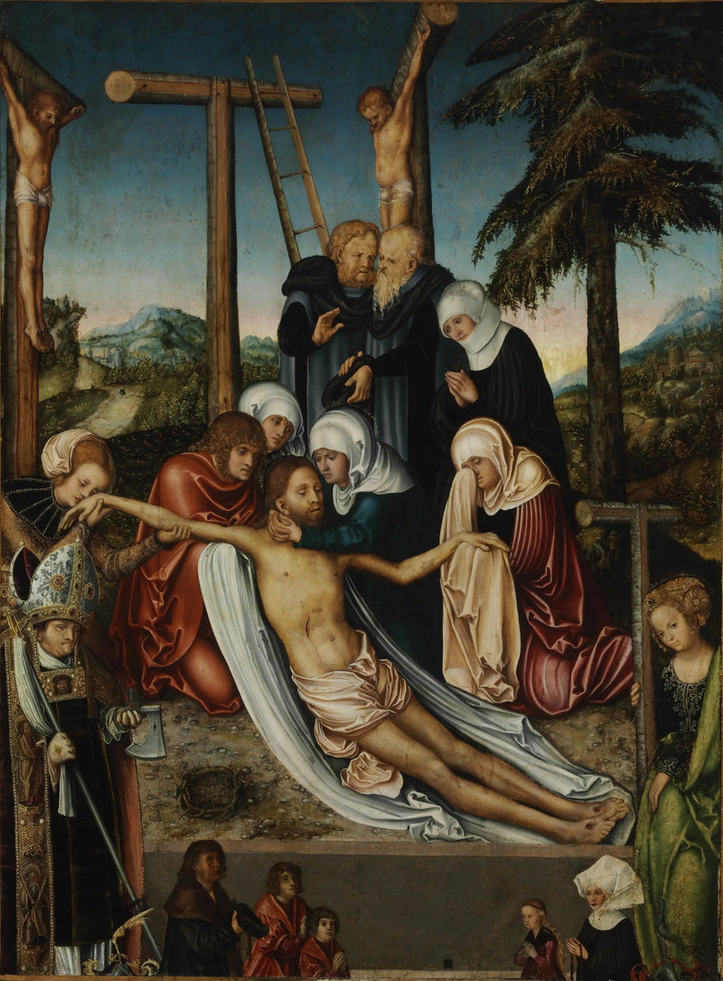 De klaagzang over het lichaam van de gestorven Christus - Lucas Cranach de Oudere