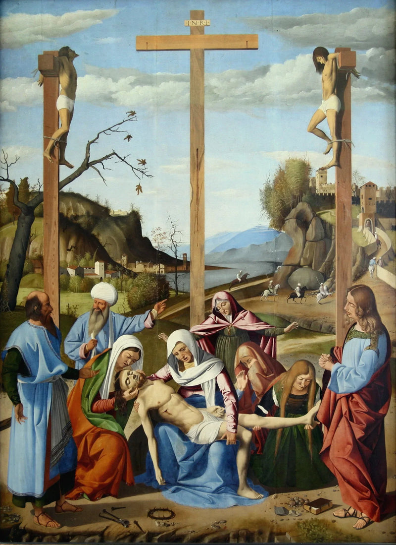 De klaagzang over het lichaam van de gestorven Christus. - Marco Basaiti