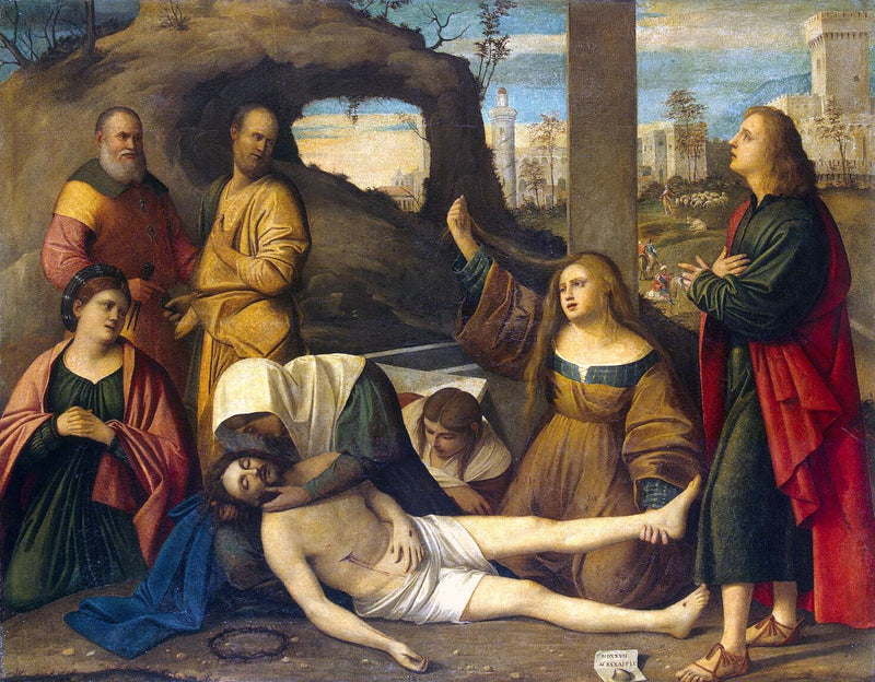 De klaagzang over het lichaam van de gestorven Christus - Marco Basaiti