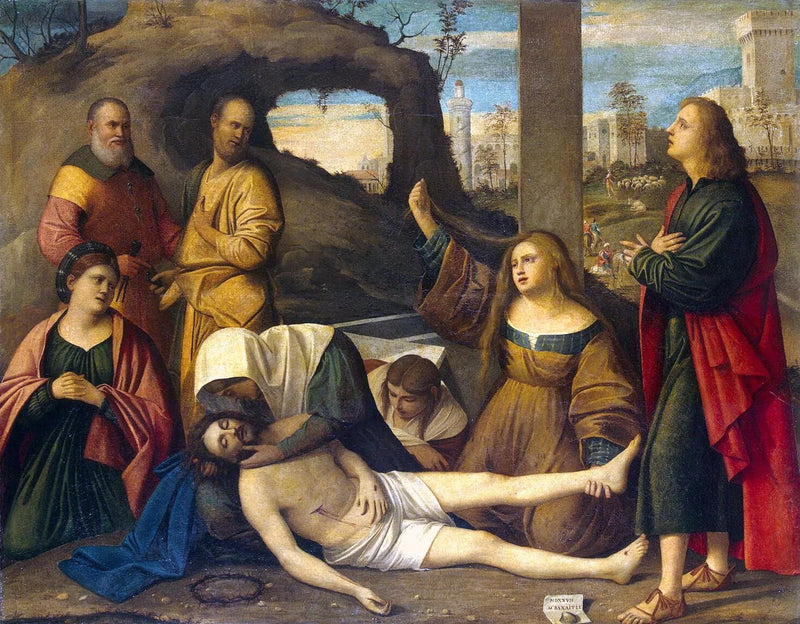 De klaagzang over het lichaam van de gestorven Christus - Marco Basaiti