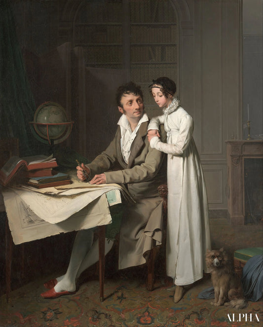 La leçon de géographie (Portrait de Monsieur Gaudry et de sa fille) - Louis Boilly - Reproductions de tableaux et peintures haut de gamme