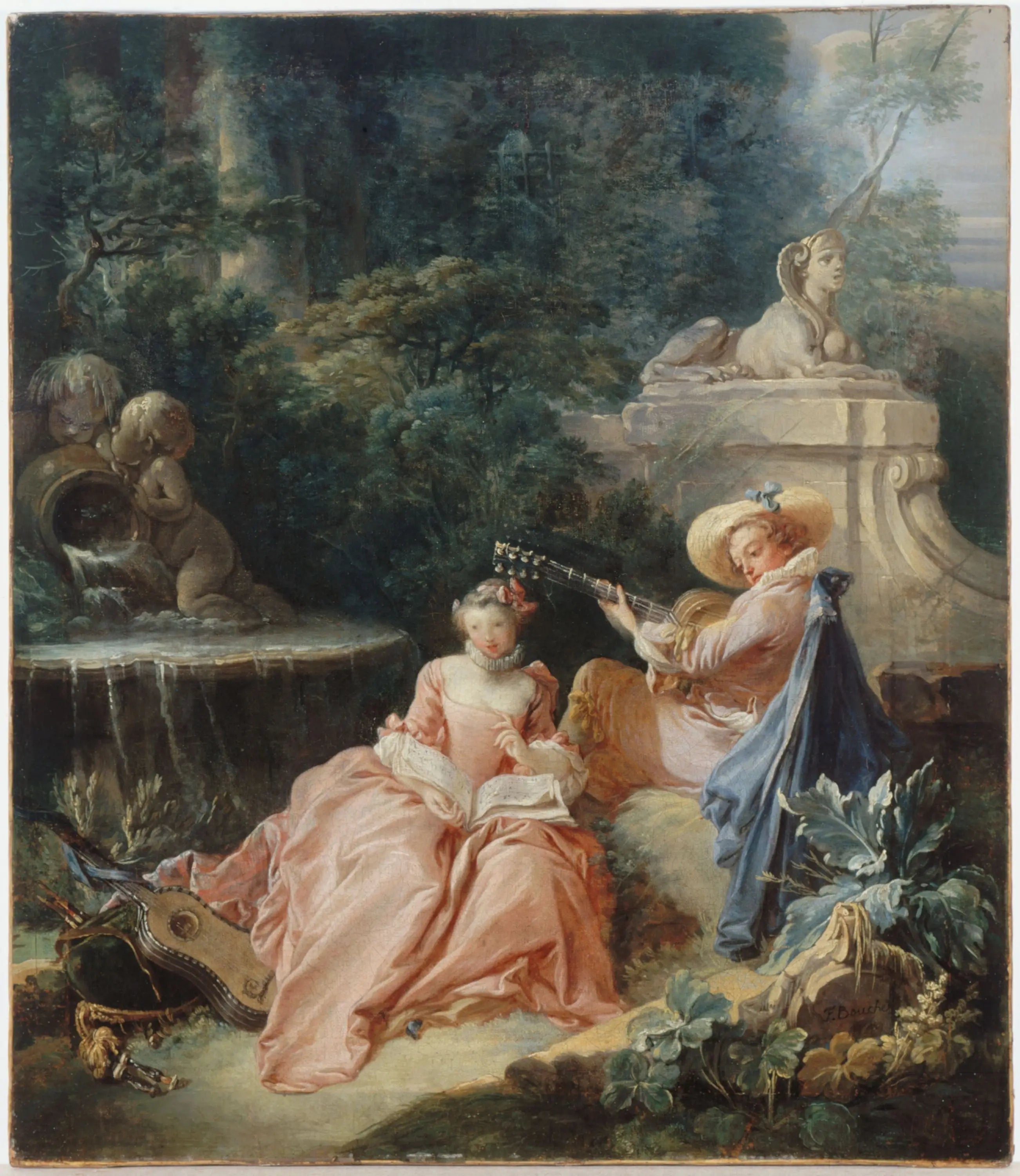 La Leçon de musique - François Boucher image 1 copie de tableau peinte à la main