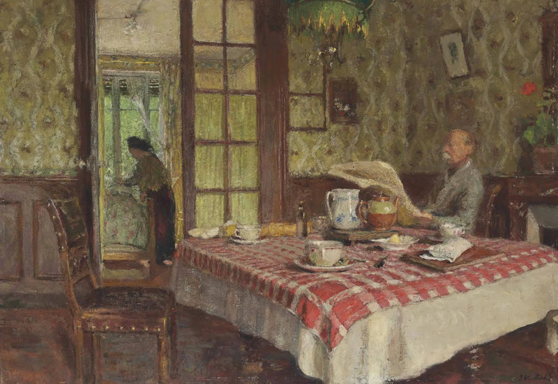 Lezen in de eetkamer, Vaucresson - Édouard Vuillard