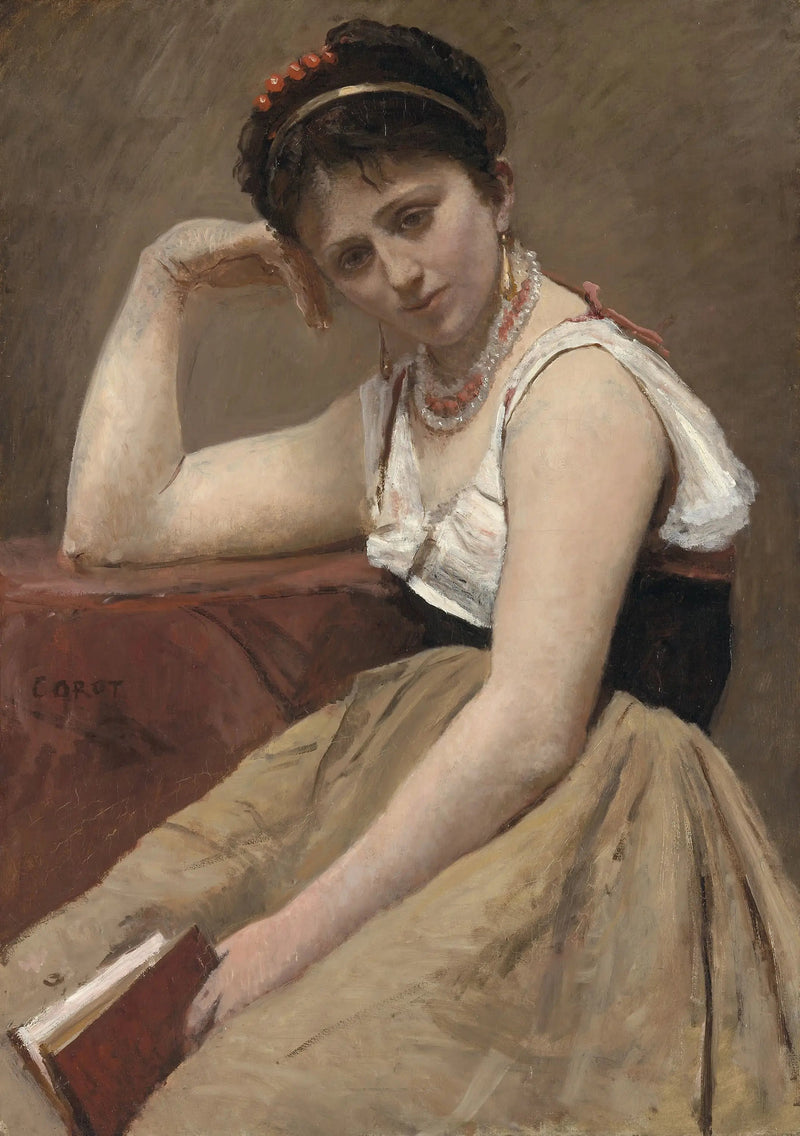 De onderbroken lezing - Jean-Baptiste Camille Corot
