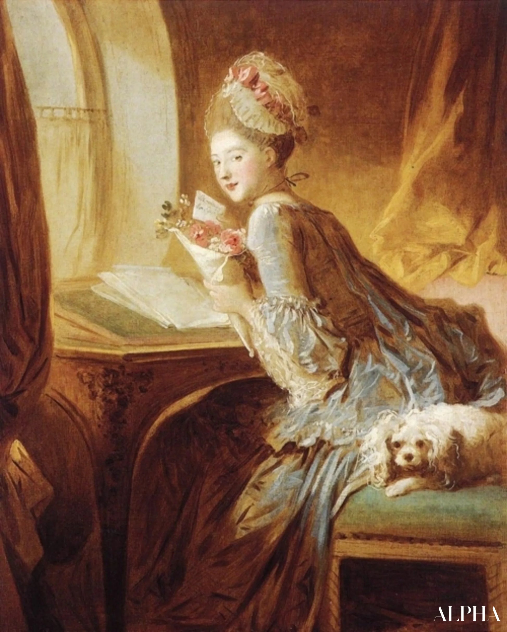 De liefdesbrief - Jean-Honoré Fragonard - Reproducties van schilderijen en hoogwaardige schilderkunst